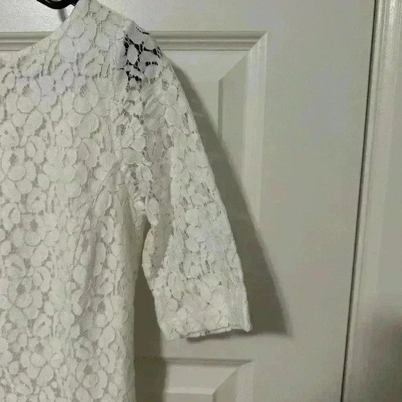 Kenneth Cole Reaction White Lace With  Underlay Mini Dress Sheath Size 2 - Picture 2 of 6